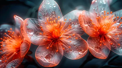 Foto op Plexiglas Closeup of Blooming Flowers, Natures Beauty and Floral Freshness, Bright Garden and Colorful Petals, Dewy Morning in Tropical Botany, Vibrant Spring and Summer Scenery © NURA ALAM