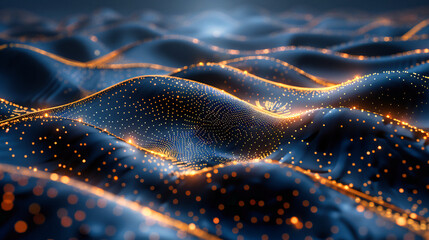 Dynamic Digital Wave: Abstract Light Flow, Futuristic Energy and Technology, Blue Particle Motion