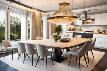 dining room with table generated by AI technology