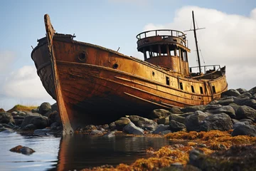 Foto op Canvas old rusty ship wreck © wendi