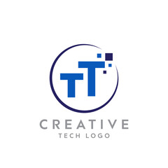 Letter TT creative technological modern data pixel logo