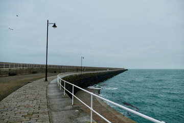 Scenic view of St. Catherine‘s Breakwater, Jersey