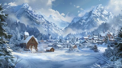 A winter wonderland of a mountain village.