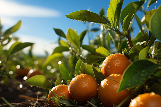 Orange crop in open field Realistic Photography