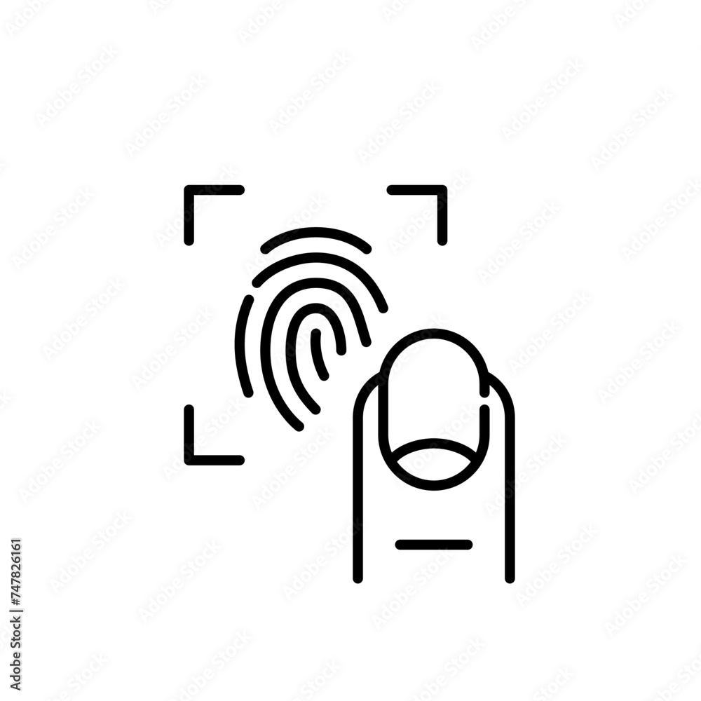 Wall mural fingerprint recognition scanner. pixel perfect vector icon