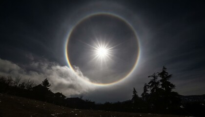 Fototapeta na wymiar Unveiling the Mysteries of Sun Halos: Nature's Circular Rainbow Phenomenon