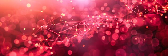 Digital Network and Data Connection, Abstract Technology Background, Futuristic Pattern with Light and Geometry