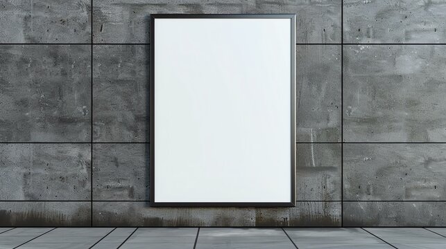 Blank advertising billboard on the concrete wall. 3d illustration.
