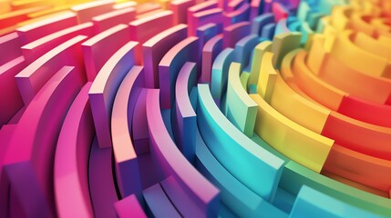 Colorful 3D rendering of a curved surface with a rainbow of colors.