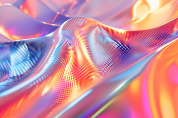 Colorful bright dreamy holo glass bubbles and waves background and wallpaper. Neural network generated in January 2024. Not based on any actual scene or pattern.