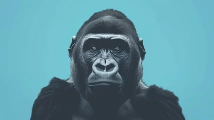 Fotobehang A powerful gorilla stares into the camera with an intense gaze. © Nijat