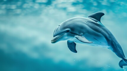 ðŸ¬ A bottlenose dolphin gracefully glides through the water, its sleek body cutting through the waves with ease.