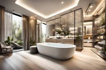 Fototapeta na wymiar modern bathroom interior generated by AI technology