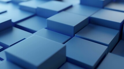Abstract 3D rendering of blue cubes. Futuristic technology or science fiction background concept.