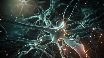 3D Illustration of a neuron or nerve cell with neurons and nervous system, electric energy flowing through Neurons cells, AI Generated
