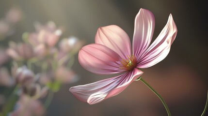 A beautiful flower in full bloom with a soft, blurred background. The flower is delicate and feminine, with a light pink color.