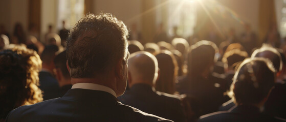 Captivating audience, enraptured by the glowing sun's performance.