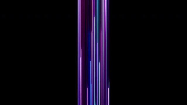 cycled 3d rendering. Abstract background with ascending colorful neon lines, glowing trails looped Abstract Pink blue and purple vertical neon lines with glowing trails. Appear, slide up and fade way