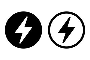 Lightning, electric power vector icon. Energy and thunder electricity symbol. Lightning bolt sign in the circle.