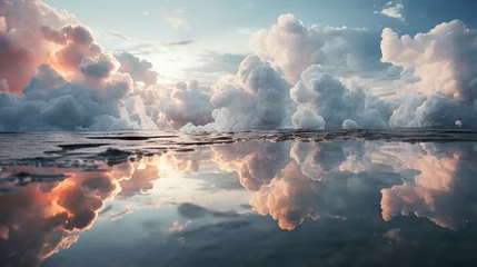 Crédence de cuisine en verre imprimé Réflexion Ripples of Clouds Reflecting in Water, Captured with Canon RF 50mm f/1.2L USM - Serene Nature Scene