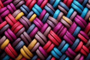 Colorful Threaded Weave Closeup. Fashionable Wool Fabric Texture for Abstract Background - obrazy, fototapety, plakaty