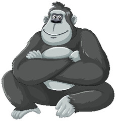 Vector illustration of a smiling cartoon gorilla