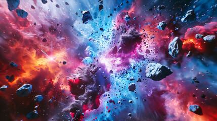 Cosmic Dreams: Galaxy Nebula and Starry Cosmos, Abstract Astronomy Art in Blue, Exploring the...