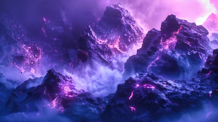 Papier Peint photo Violet Cosmic Dream: Vibrant Universe and Space Fantasy, Abstract Night Sky Design, Colorful Nebula Illustration