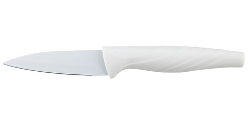 White knife for peeling vegetables and fruits isolated on a transparent background.