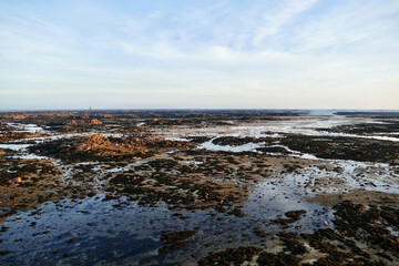 Panoramic view of the tidal zone near La Rocque, Jersey