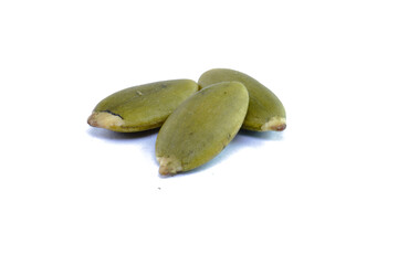 Closeup of green pumpkin seeds concept background