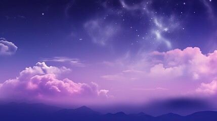 Majestic Purple Gradient Moonlit Sky with Stars and Clouds - Canon RF 50mm f/1.2L USM Capture
