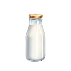 Milk in glass bottle watercolor illustration, Milk bottle clip art