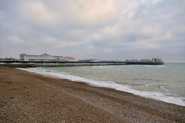 Panoramic view of Brighton Beach, UK