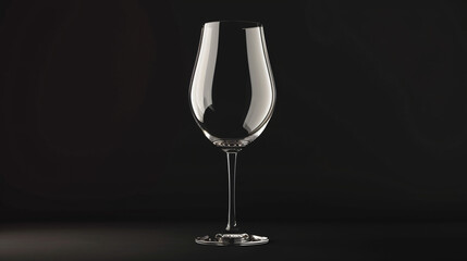 Empty wine glass isolated on black background. Full transparency wine glass