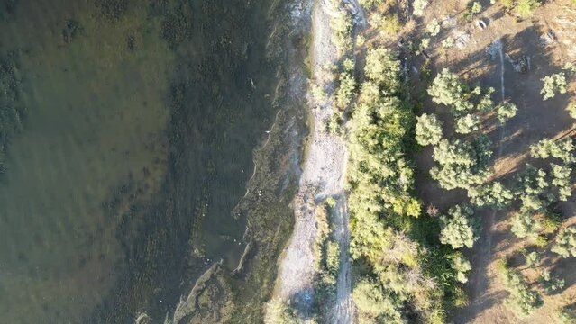 Bafa Lake drone view in Turkey