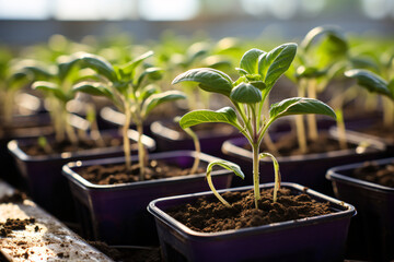 Hydroponic eggplant Open field planting Realistic Photo