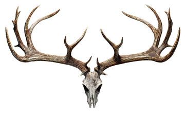Fototapeta premium deer skull with antlers isolated on PNG Background. Generative Ai. 