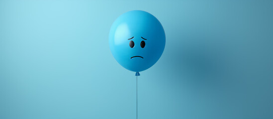 blue balloon with a sad smile, sad Monday, depression