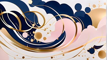 Abstract blue, pink, gold background