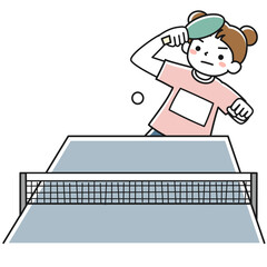 卓球をする女性