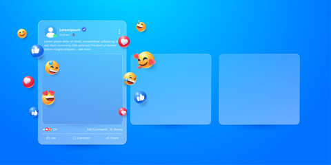 social media app interface post and emoji reaction illustration