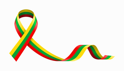 Lithuanian flag stripe ribbon wavy background layout. Vector illustration.