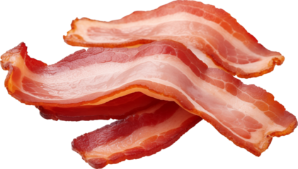 Strips of fried crispy bacon isolated.