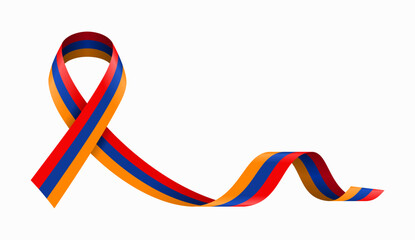 Armenian flag stripe ribbon wavy background layout. Vector illustration.