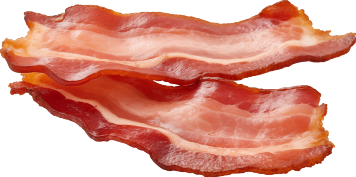 Strips of fried crispy bacon isolated.
