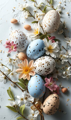 Obraz premium easter eggs and flowers