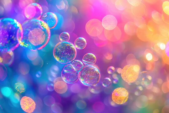 Vibrant bubble overlays with sparkling colors. Abstract background for design.