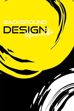 White yellow ink brush stroke on black background. Japanese style. Vector illustration grunge stains. Brushes illustration.