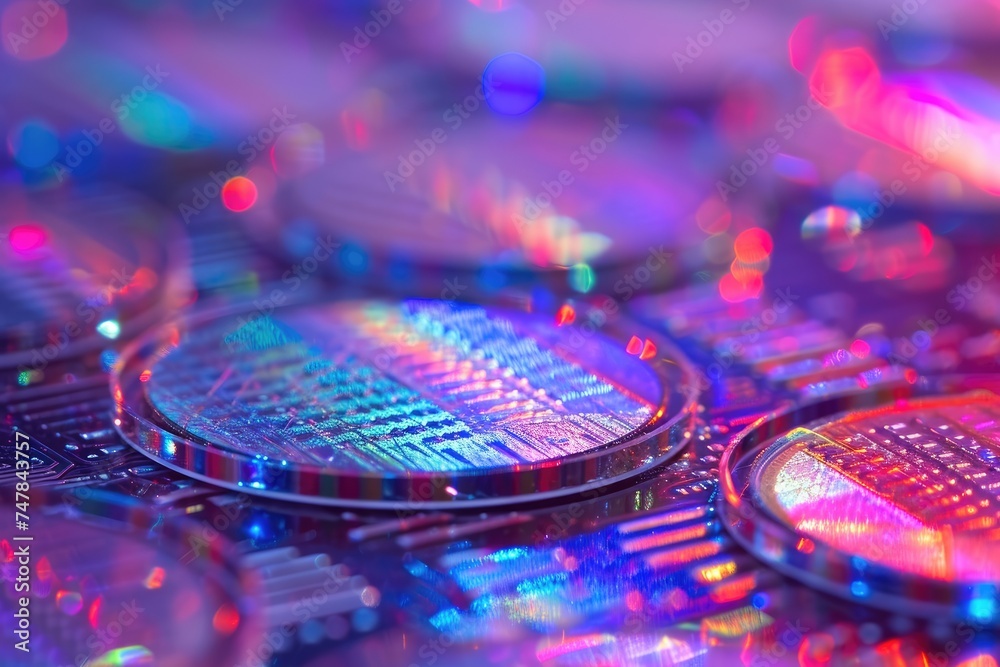 Poster a detailed close-up of a computer processor chip, showcasing its intricate design and positioning on
